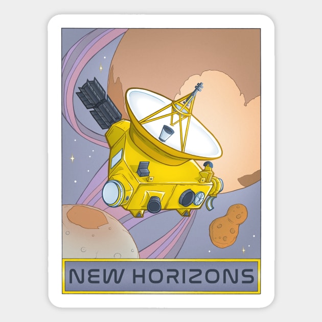 New Horizons Pluto Planet Space Probe Illustration Sticker by stacreek